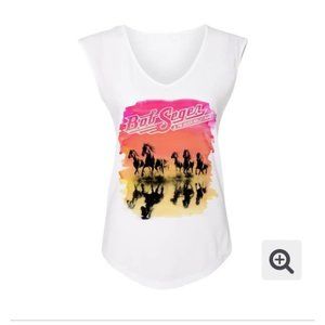 Bob Seger and the Silver Bullet Band   Womens White VNeck TShirt Size Large